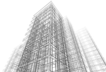 Modern building architectural 3d rendering