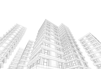Fototapeta premium Modern building architectural 3d rendering