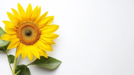 A sunflower on the white background