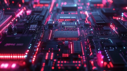 Obraz premium Close-up of a Microchip Circuit Interior of a Computer