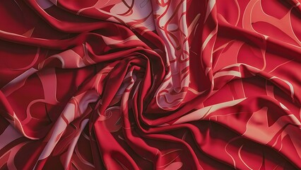 Obraz premium Beautiful Red Fabric Background. Flowing Abstract Wallpaper