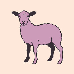 a Lamb standing vector art illustration