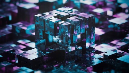 Futuristic and abstract cube wallpaper background that looks like a building