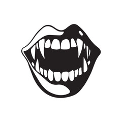 Naklejka premium Sharp vampire teeth, monster, mouth, lips