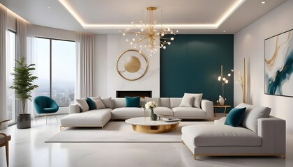 Photo interior modern design room 3d illustration