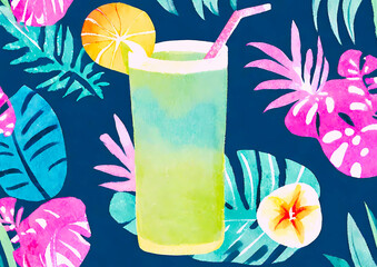 tropical drink and flower art