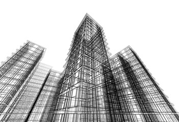 Modern building architectural 3d rendering