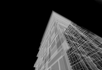 Modern building architectural 3d rendering