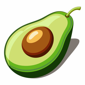 green avocado half with seed clip art preview