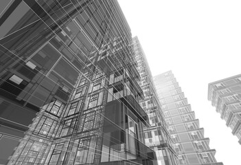 Fototapeta premium Modern building architectural 3d rendering