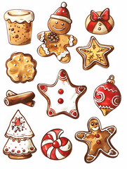 New Year and Christmas card, graphic advertising backgrounds in a doodle 2D illustrator style