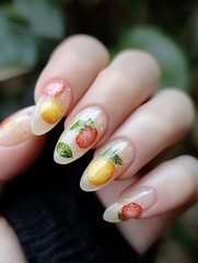 fruity nail polishes close-up
