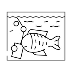 aquarium with fish line icon vector. aquarium with fish sign. isolated contour symbol black illustration