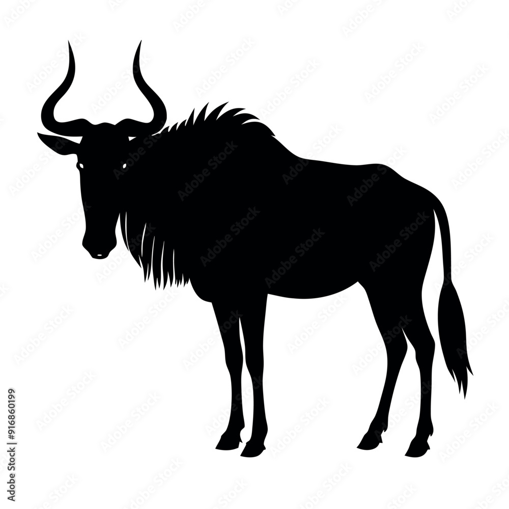 Wall mural a wildebeest vector art illustration