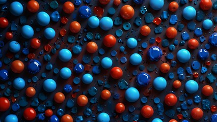 Abstract Pattern of Red and Blue Spheres