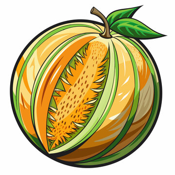 ripe cantaloupe fruit cut open clip art preview