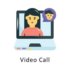 Video Call Vector Flat Icon Design illustration Symbol on White background EPS 10 File 