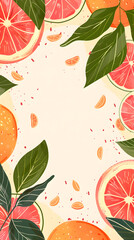 Grapefruit fruit pattern background illustration