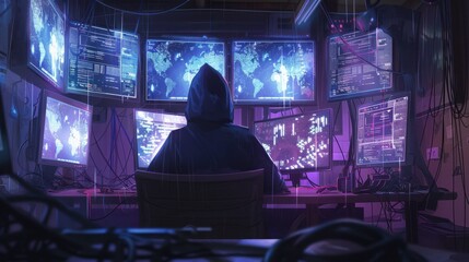 The hacker at multiple screens