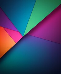 Fototapeta premium vibrant abstract composition overlapping triangular shapes in various colors, including blue, green, purple,