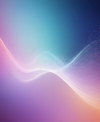 gradient background transitions from blue to purple, with wavy lines and small white particles, creating