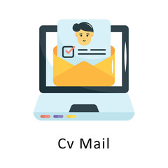 Cv Mail Vector Flat Icon Design illustration Symbol on White background EPS 10 File 