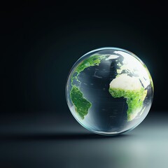 Fototapeta premium A realistic globe showcasing continents and oceans, symbolizing global unity and environmental awareness against a dark backdrop.
