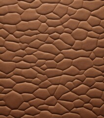 Fototapeta premium close-up view textured brown leather surface, featuring repeating pattern irregularly shaped stones or