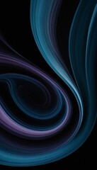 Fototapeta premium digital abstract swirls in shades blue and purple, with gradient effect, against black background.