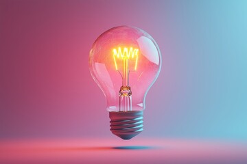 Illuminating Creativity: A Floating Light Bulb Against a Pastel Backdrop