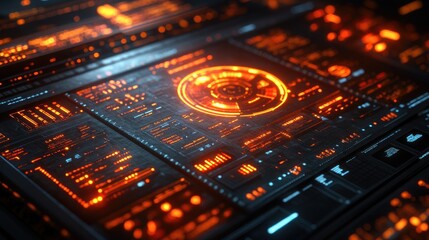 Detailed close-up of a 3D business analysis tool with charts