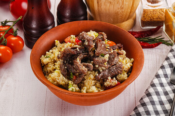 Traditional couscous with beef and vegetables