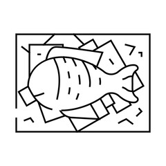 showcase with fish and ice line icon vector. showcase with fish and ice sign. isolated contour symbol black illustration