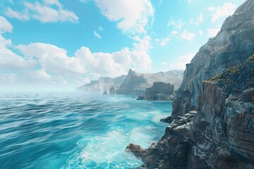 Coastal cliff and clean blue ocean