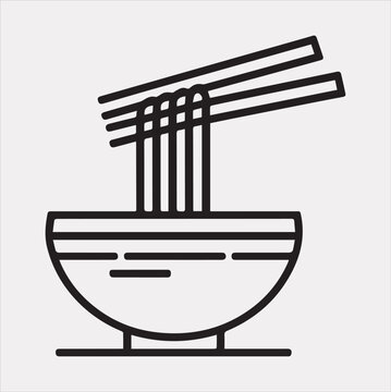 recommend clip art: Noodles bowl line art vector silhouette on a white background