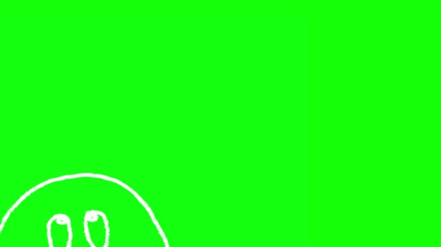 green screen shocked emoticon with white lines 4k for video editing