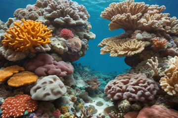 Tropical coral reef on rocks isolated 