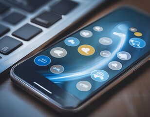 Obraz premium Social media platform interface on a smartphone, illustrating digital interaction, connectivity, and online engagement.