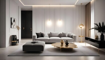 Photo interior modern design room 3d illustration