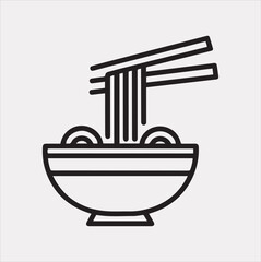 Noodles bowl line art vector silhouette on a white background
