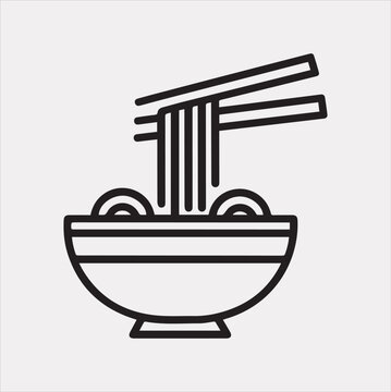 recommend clip art: Noodles bowl line art vector silhouette on a white background