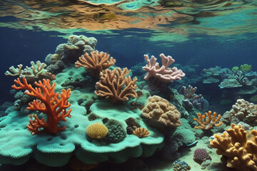 Tropical coral reef on rocks isolated 