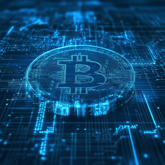 Fototapeta premium Blue Crypto Background: Digital Currency Aesthetic