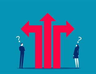 Business people thinking on different career path. Crossroad or decision for career path and direction choice
