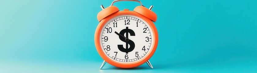 Business graphic with a clock and dollar sign, Time to Save Money, space for text