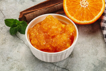 Tasty homemade Orange jam in the bowl