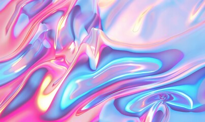 Hologram Background. Neon Futuristic Illustration. Shiny Shapes. Iridescent Gradient. Hipster Fluid. Pastel Paper. Pearlescent Texture. Blue Blur Surface. Pink Hologram Background
