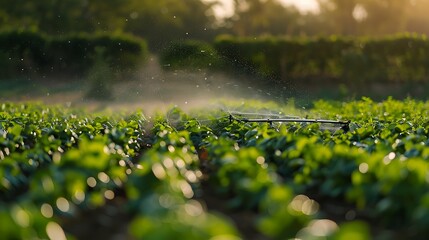 Advanced Smart Irrigation Drone Over Farmland: Modern Agricultural Technology Enhancing Crop Efficiency and Water Conservation