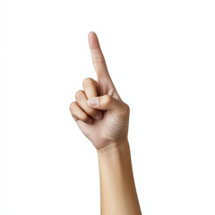 Index Finger Pointing Up: Isolated Right Hand on White Space