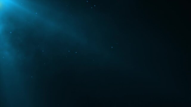 Dark blue background with soft light rays and glowing particles, abstract background